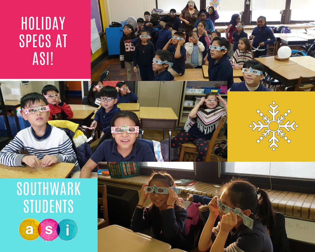 ASI is spreading holiday cheer to our students
@southwarkschool!
They had so much fun looking at the different shapes and lights that the glasses created!
We send a warm thank you once again to @HolidaySpecs 
for getting our students into the holiday spirit.
#nonprofit #holidays