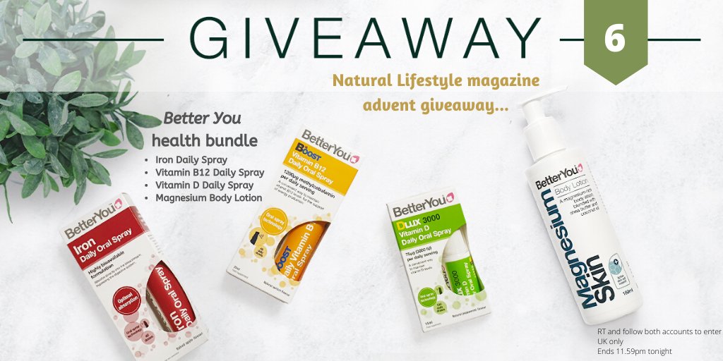 NLmagazine's tweet photo. Our 6th #NLadvent giveaway today is this health bundle from @BetterYou_Ltd – perfect for getting you through the winter bug season! Including #VitaminD spray and #magnesium lotion. 
Follow us both &amp; RT to enter #giveaway #winterbug #beatthebugs https://t.co/d2TZg02Lr8