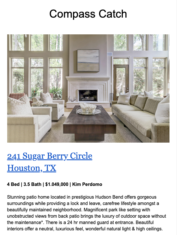 perdomo_compass's tweet photo. WOW! This gem was featured in #CompassCatch. This daily email is sent to every Compass agent in the COUNTRY by Chief Evangelist, Leonard Steinberg! Talk about #Exposure! Thank you @luxuryblurb for featuring this beautiful home!  

241 Sugarberry Circle

Kim Perdomo / 713.443.8911 https://t.co/H7NRrD2NXD