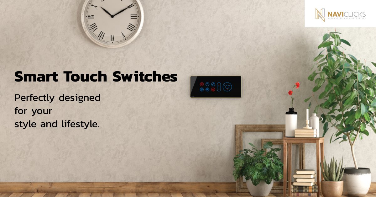 Naviclicks's tweet photo. Smart Touch Switches, aesthetically designed with sleek and stylish glass panels finishing. Available in different colours that matches with your interiors. Request a free demo @Naviclicks 📞773188899. #smarthomecompany #smarthome #homeautomation #smartswitches #Hyderabad https://t.co/h6mYJMNDPb