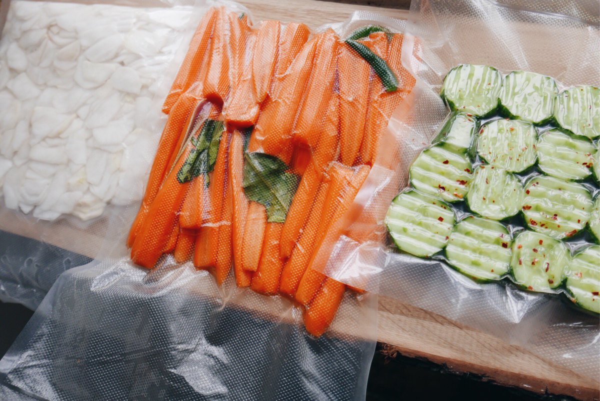 Bags of potensh. Lacto ferments on the way in the shape of whey pickled turnips, carrot, lemongrass &amp; lime leaf and some chunky crinkle cut cucumbers