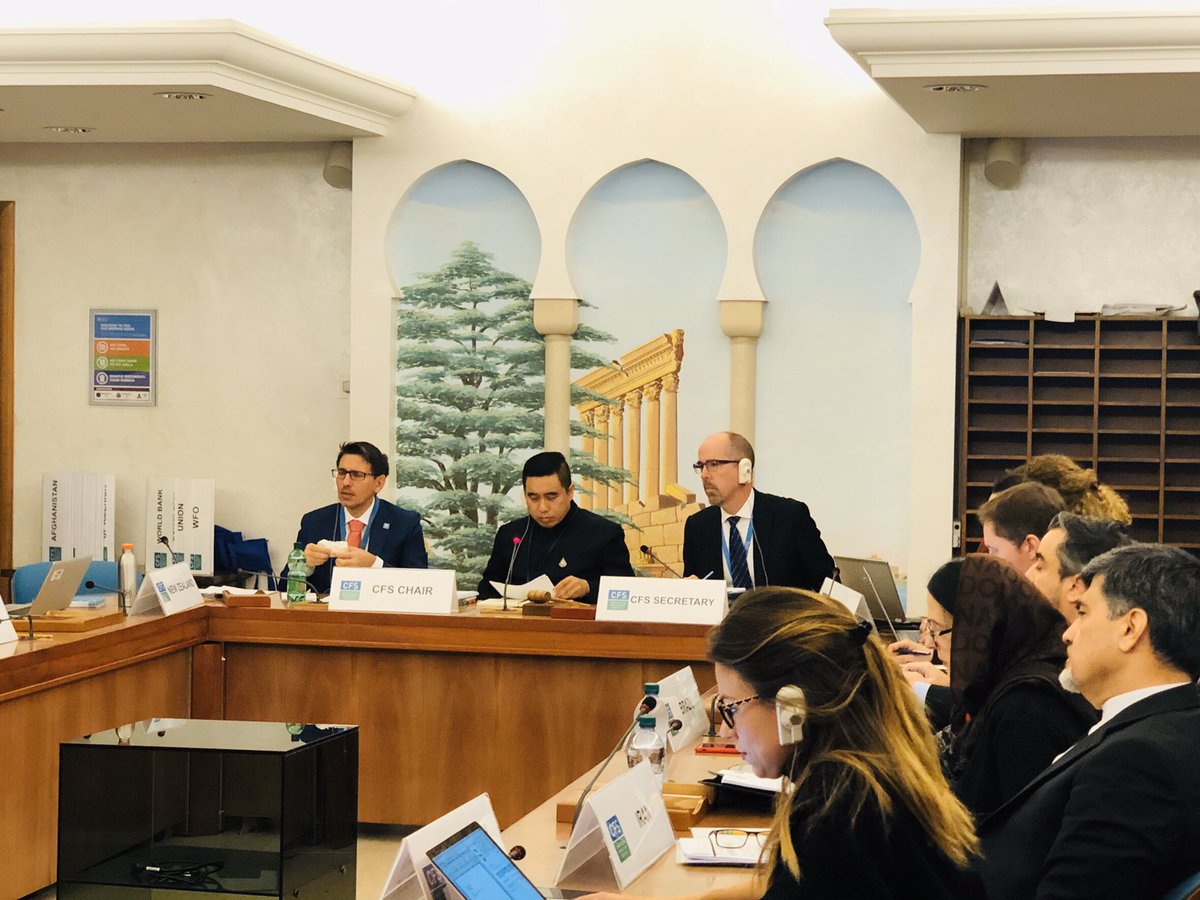 ThanawatTiensin's tweet photo. Yesterday morning, we had fruitful discussion at the 1st Joint Meeting of #CFS Bureau and Advisory Group members to review the outcomes of previous #CFS46 and to plan better #CSF47 in October 2020. We also discussed the 2019-2020 workplan of #UN_CFS. https://t.co/zxHRYWW1IB