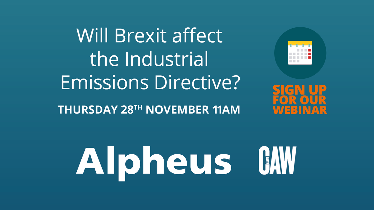 Alpheus_UK's tweet image. Join us at 11am tomorrow for our webinar discussing whether Brexit will affect the Industrial Emissions Directive. Sign up here: bit.ly/2XorT8o