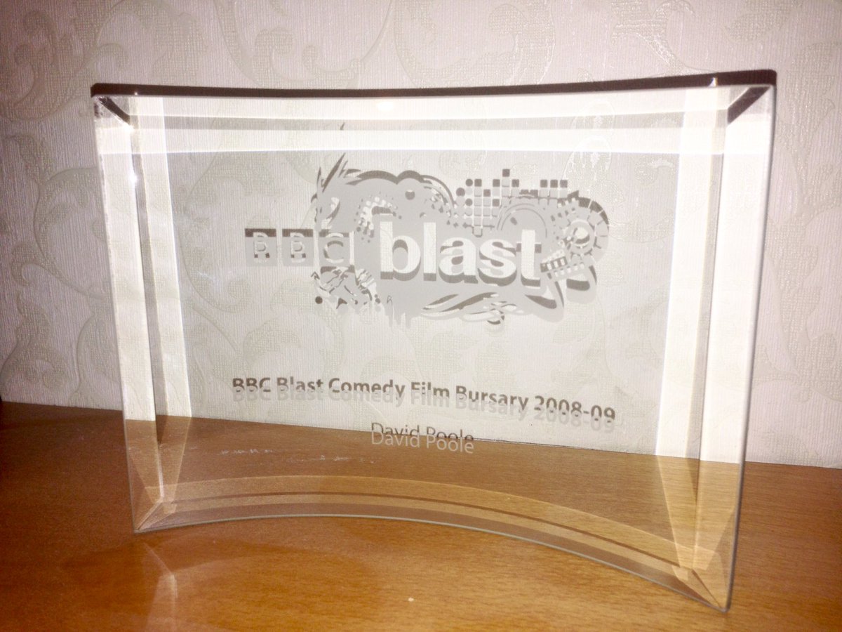 In 2008 I won the BBC Blast Comedy Bursary award for my student short Sensitivity. I was given mentoring & a £3000 budget to make what would become The Interviewee. Sensitivity was shown at the BFI, and on BBC2.I also got this handsome trophy, which I keep to this day