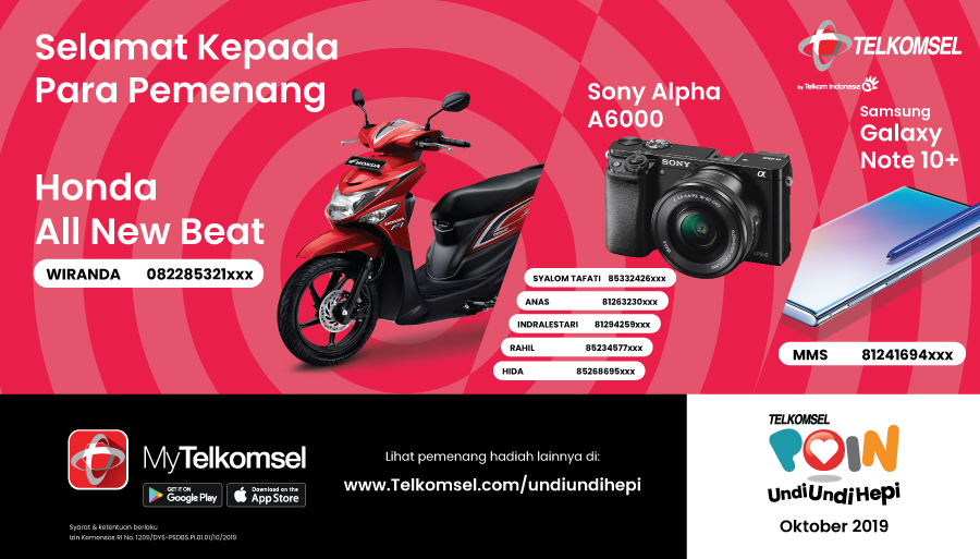 O Xrhsths Telkomsel Sto Twitter Siapa Yang Udah Tunggu Pengumuman Pemenang Undi Undi Hepi Cek Aja Di Https T Co Kt43s1k0or Buat Yang Belum Beruntung Bisa Ikutan Siaga Sebar Hepi Tukerin Telkomselpoin Dan Menangin Banyak Hadiah