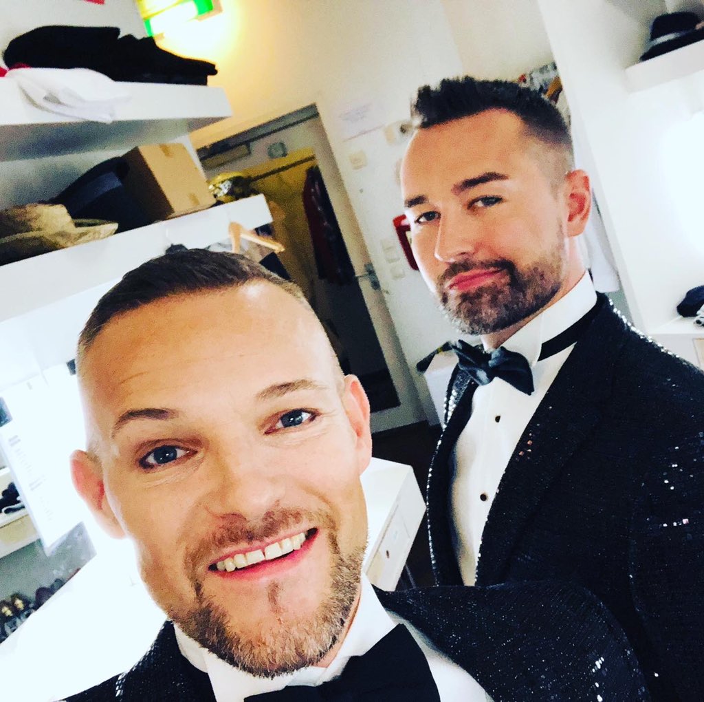 OfficialDukebox's tweet photo. Feeling shiny &amp; new last night aboard @pandocruises #Aurora x ❤️👯‍♂️🌊🚢
.
.
#dukebox #maleduo #vocalduo #pandocruises #sequins #blacktie #entertainers #husbands #tour #paulspicer #mattfirth https://t.co/YwXkFTiiG0