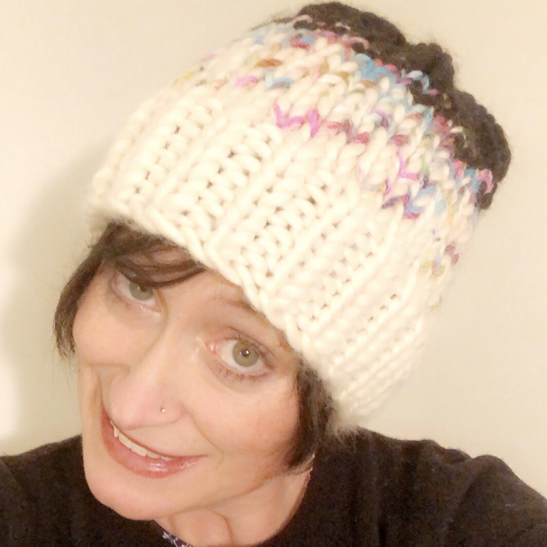 keehrgott's tweet photo. When the forecast is 50°F, you can wear shorts while you run and knitted hats when you don’t. #knitastic https://t.co/AWVWMl4Dx0