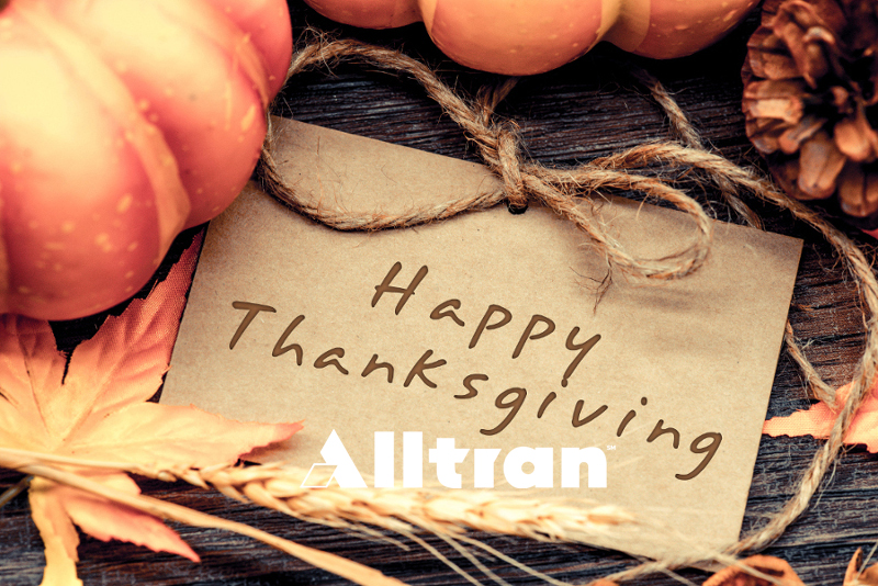 Happy Thanksgiving from Alltran! We hope everyone has a great holiday with family and friends!