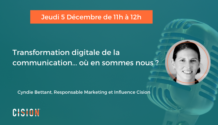CisionFrance's tweet photo. #TransfoNum Entre enthousiasme et stress, où en sont les communicants face à la transformation digitale ? On en parle ensemble le 5 décembre ? https://https://t.co/EF5WCEnaaK #WebinarCision #TransfoDig #Communication https://t.co/sBggRDumIk