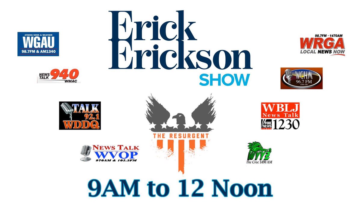AlanJSanders's tweet photo. Heading down to the studios of @wsbradio to fill-in this morning for the @EWErickson Show. Then I’ll be back this afternoon on WSB for Atlanta’s Evening News. #wgau #wmac #wvop #wrga #wilj #wyyz #wchm #wddq https://t.co/zvplB7SaW2