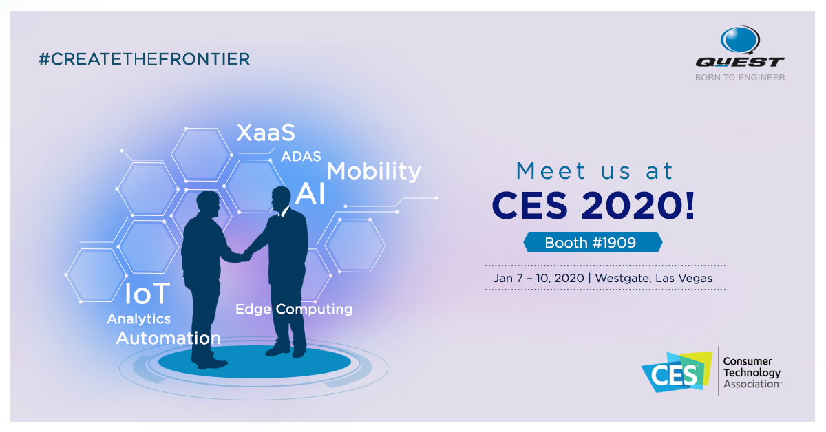 Quest_Global's tweet photo. Meet us at CES 2020! Booth #1909 | Jan 7 – 10, 2020 | Westgate, Las Vegas #FutureTech #MobilityNext #RecodeDigital #CES2020 #CESReady https://t.co/Y7uh65cE9Z @CES https://t.co/JONS5J7UDH