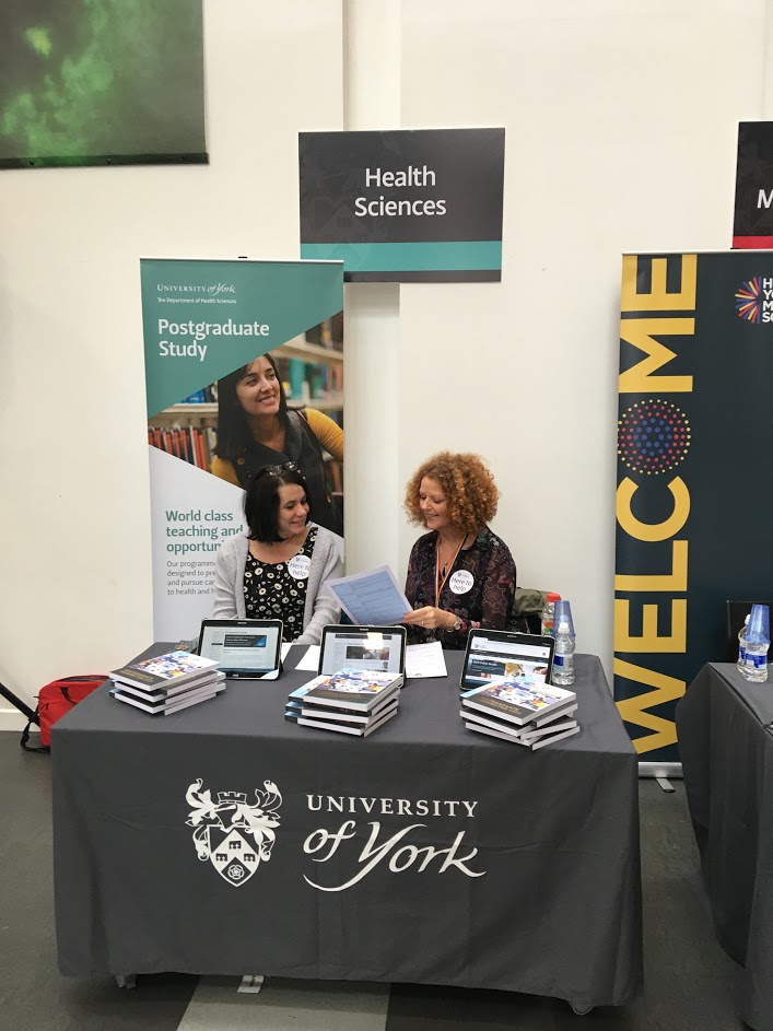 HealthSciYork's tweet photo. Come and meet Danielle, Sarah and Ada and hear about our #postgraduate programmes #BeMoreatYork https://t.co/7UOzJuarbr