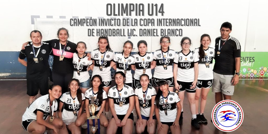 PrensaCPH's tweet photo. Muchas felicidades al plantel femenino U14 del Club Olimpia por resultar campeonas invictas en la XIII Edición de la Copa Internacional de Handball Lic. Daniel Blanco;disputada en Corrientes, Argentina. 🙌🎊🎉 https://t.co/nKVDjxfbNE