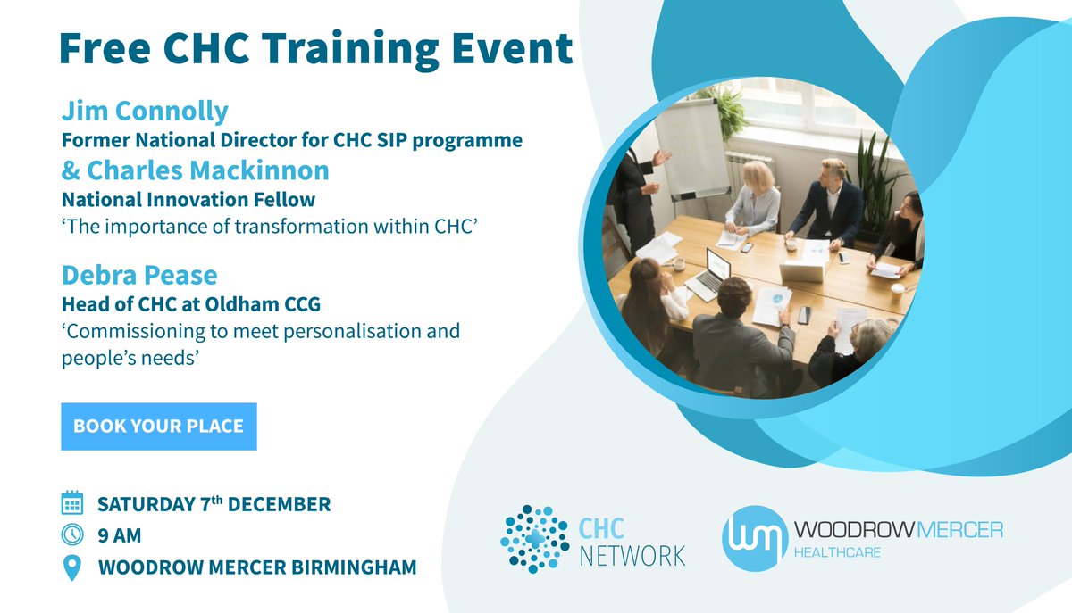 The next CHC Network training event is just over a week away!
With high class speakers in Jim Connolly, Charles MacKinnon and Debra Pease, this isn't one to miss 🌟
Sign up to secure your place ---> woodrowmercer.com/events/chc-net…
#chc #ccg #nhs #healthcare #training
<a href="/LiamMolesworth/">Liam Molesworth</a>