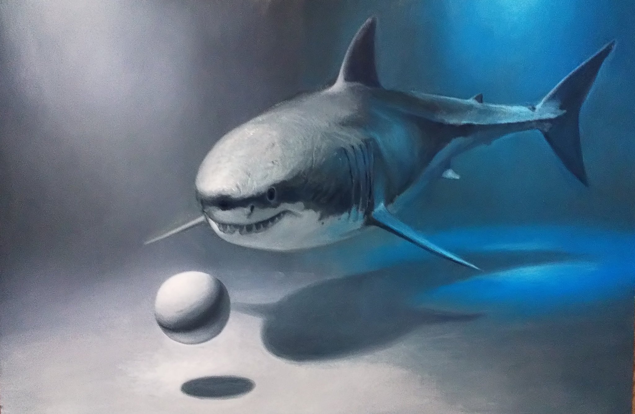 サメ田氏 ホホジロザメの油絵の完成 取り敢えずサメの描き方の資料として制作したものなので この程度で良しとしましょう T Co Wqj4mgyhne Twitter サメ田氏 ホホジロザメの油絵の完成 取り敢えずサメの描き方の資料として制作したものなので この程度で良しとしましょう T Co Wqj4mgyhne Twitter
