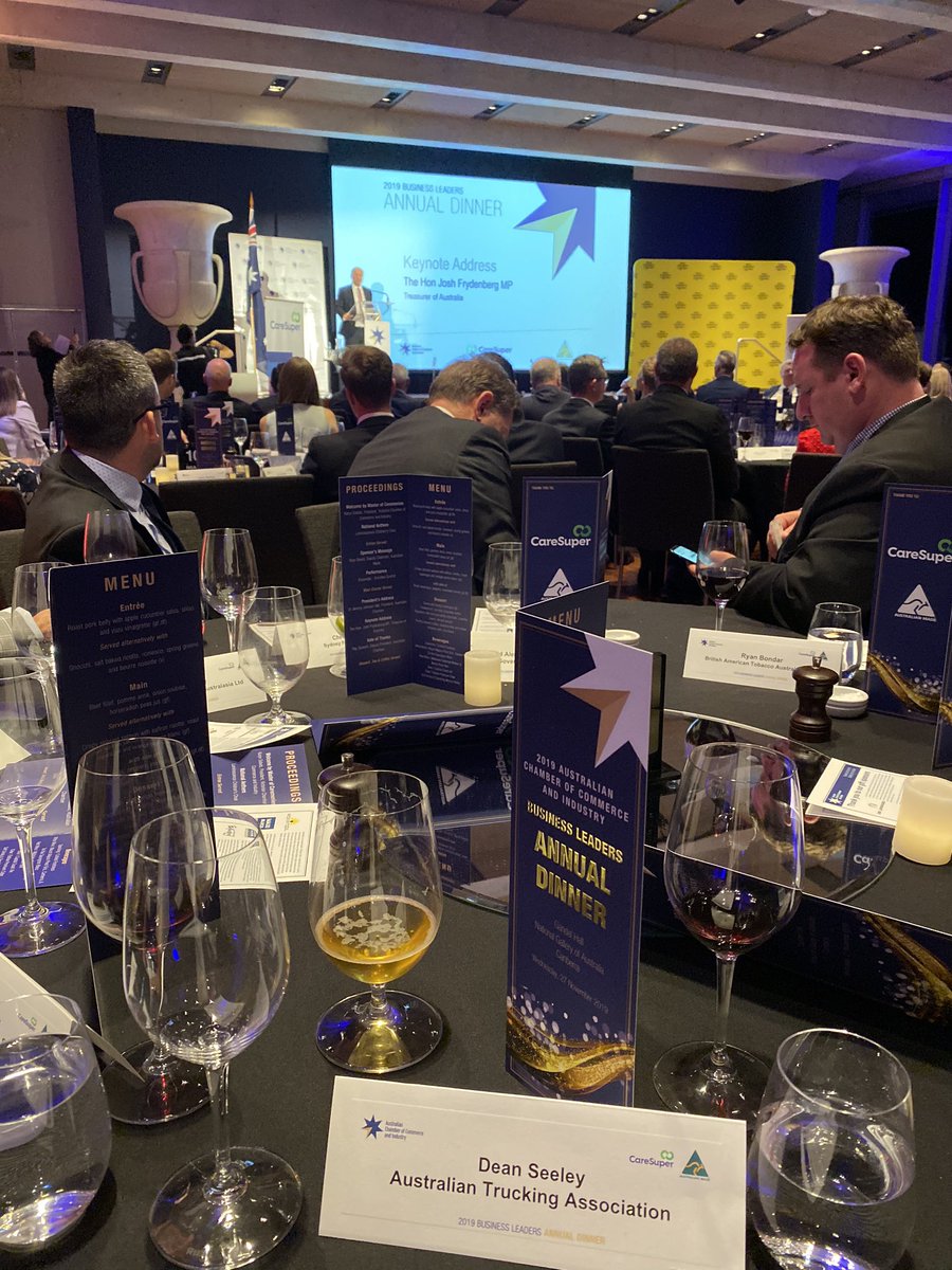 Great to be at the  <a href="/AusChamber/">tourismtowns</a> Business Leaders Annual dinner with Treasurer <a href="/JoshFrydenberg/">Josh Frydenberg</a> tonight in Canberra
