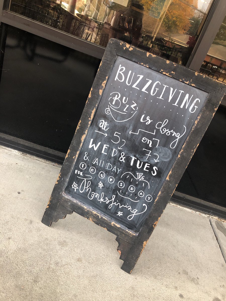 We will be closing at 5pm today and reopening FRIDAY with normal hours! 

From our Buzz Family to your family, we hope you all have a very Happy Thanksgiving 🍽
