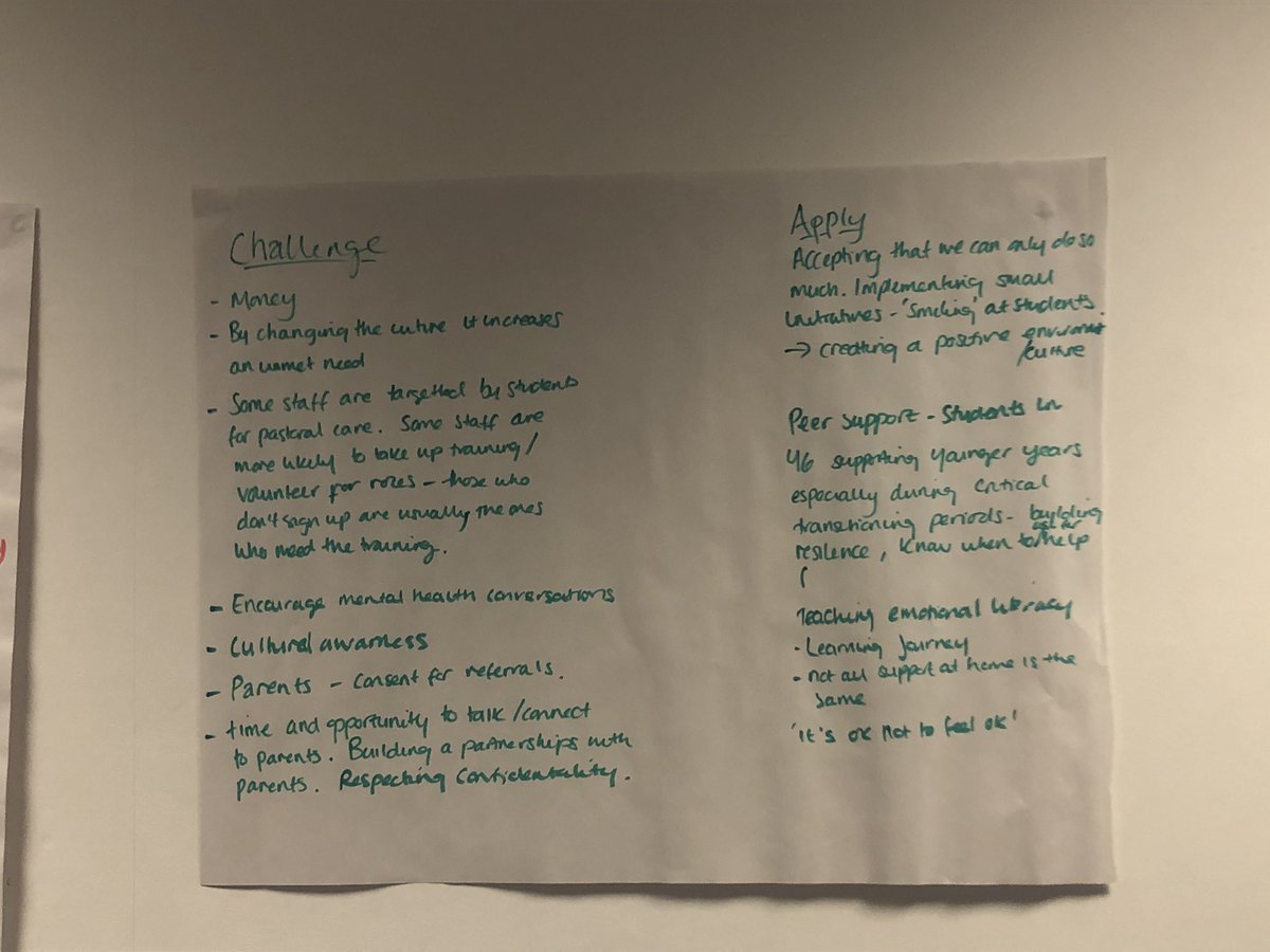 BPS_DARTP's tweet photo. Group activity: what challenges have you identified and how could today's talks be used to address them? #MHEdu https://t.co/oD6H1JAy4n
