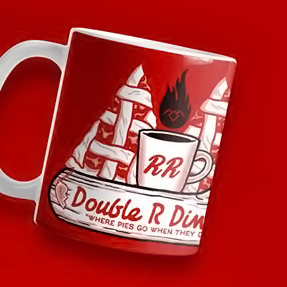 Another day, another instance of my #TwinPeaks artwork being used on a piece of merchandise without my permission. I designed the flame with owlcave symbol for the annual Twin Peaks Fest that I co-organized with <a href="/Tinypants/">Tinypants</a>. Now <a href="/TeePublic/">TeePublic</a> is selling it on a mug.