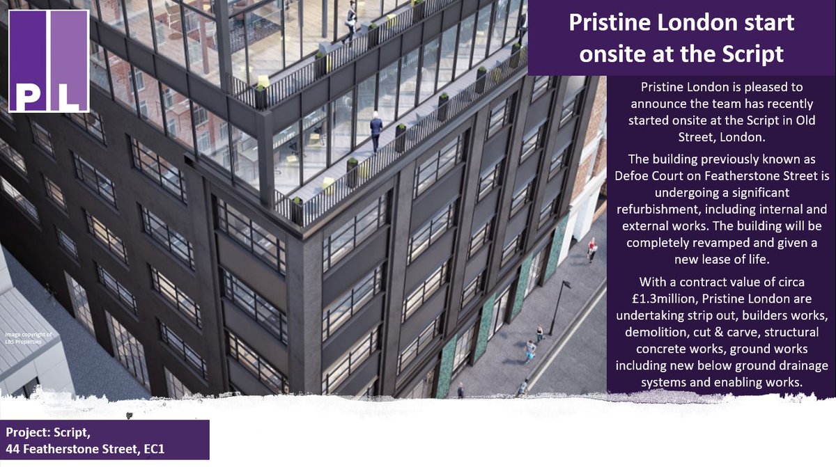Pristine London onsite at the Script! 
Yet another fantastic project the team are currently working on. Read more about the project below: 

#PristineLondon #EnablingWorks #BuildersWorks #TeamWork