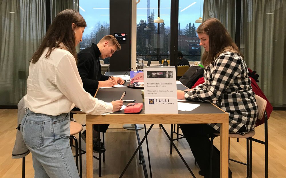 SuomenTulli's tweet photo. Henkilöasiakkaiden tuontitullaus -palvelu uudistuu! Testautimme palvelua @AaltoUniversity:n 45 opiskelijalla ja saimme paljon arvokasta palautetta käytettävyydestä. Kiitos! #DigitalismChallenge #käytettävyystestaus #käytettävyys #digi #turvaaJApalvelee https://t.co/uM0ZI5TFPD