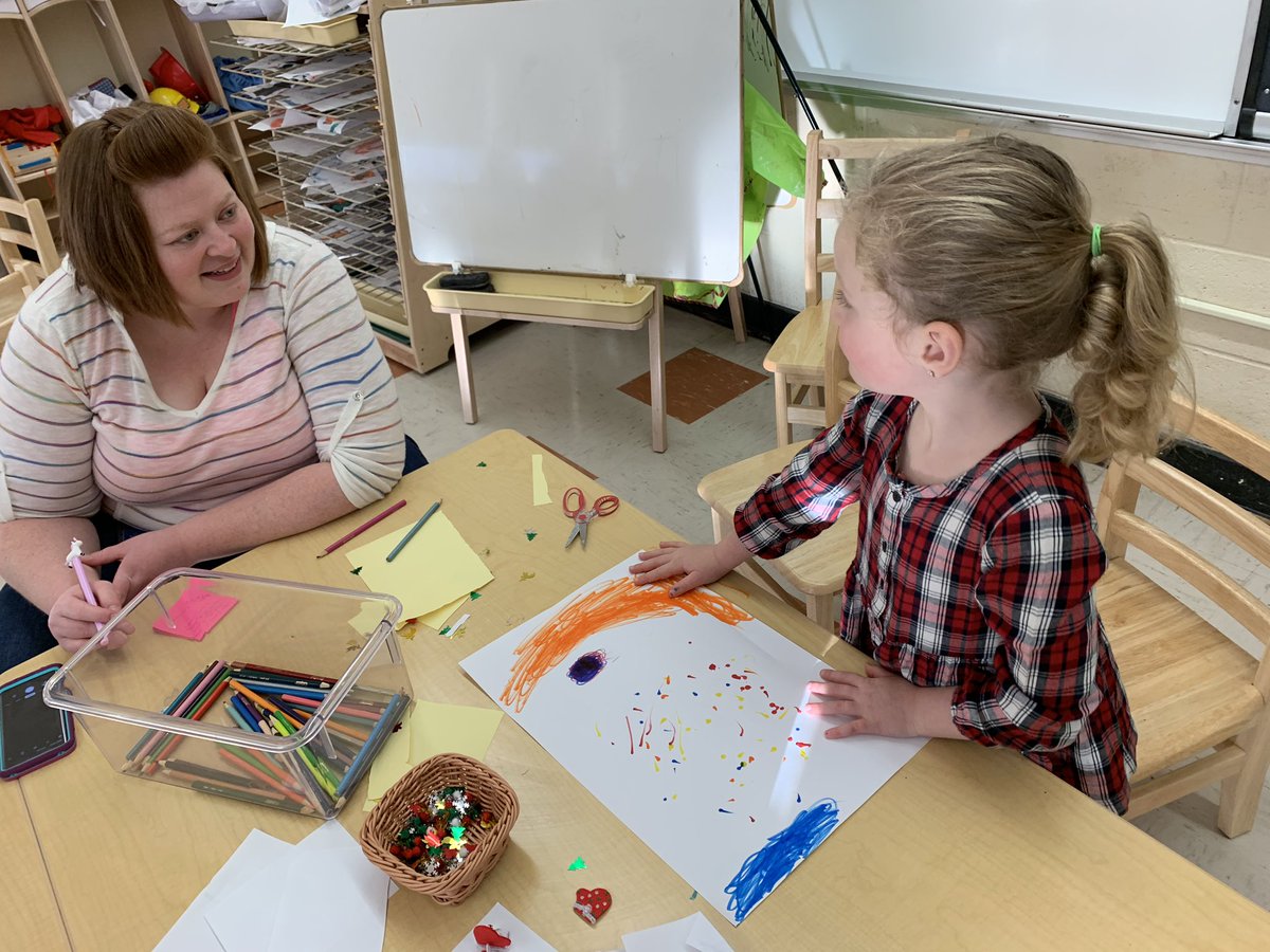 MsCourteny's tweet photo. Reflective educators are constantly learning about their students. @msbrenpp is asking a child about their picture and what it means to them. #nspreprimary #preprimary #nsece #ece #reflectiveeducator @Oldfield_Osprey #hrcepreprimary https://t.co/vPlQXL1BCe