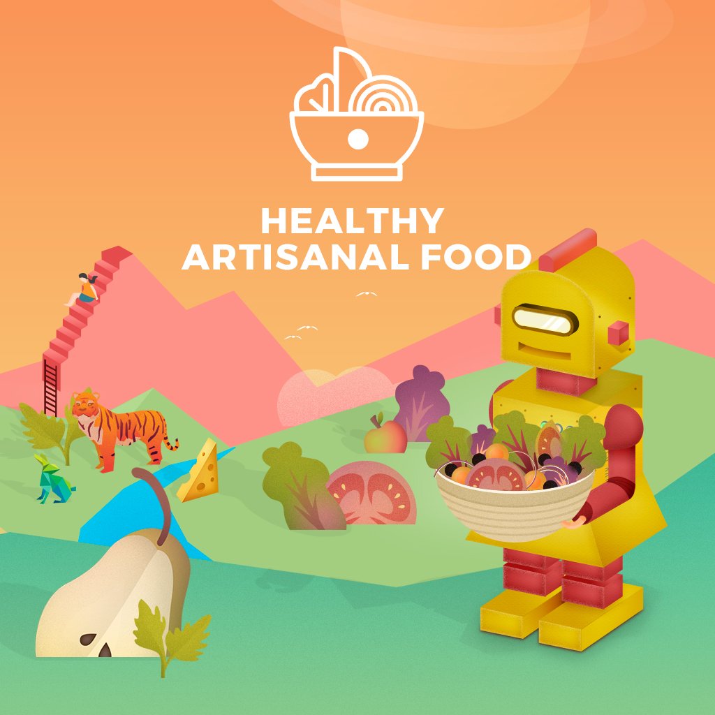RobotBarcelona's tweet photo. Conociendo a 🤖🏡 #2! Are you hungry Mr. Robot? 

Tendremos comida de proximidad (KM 0) y ecológica, diferente cada día, saludable y como en casa pero con chef. Desayuna, merienda o come con la fórmula Robot… Y el fin de semana, no hay fórmulas, pero sí un memorable brunch. https://t.co/nWqQkVdf7y