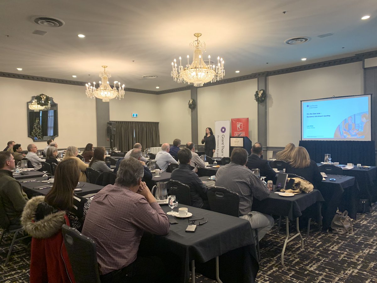 SenKristaRoss's tweet photo. Thanx to @GrantThorntonCA for educating members of @Fton_Chamber on how to avoid, or deal with data breaches, what they include &amp; reporting requirements.  Lots of excellent info on the agenda today PS lovin’ the branded swag - including a #WebcamCover - perfect gift 4 this event! https://t.co/005nO5Y6kP