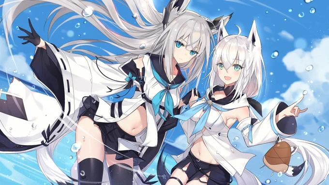 #アズールレーン
#白上フブキ 
江風xフブキヾ(*'∀`*)ノ 