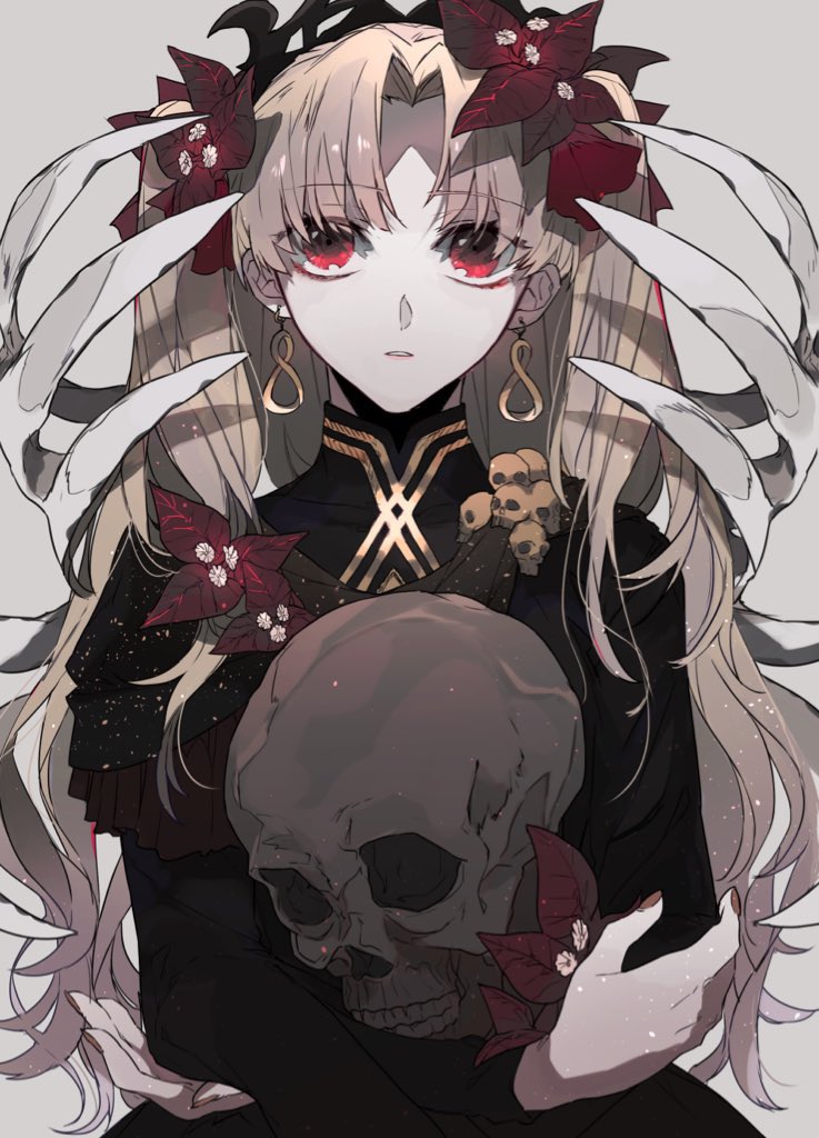 ereshkigal (fate) 1girl red eyes skull earrings blonde hair jewelry long hair  illustration images