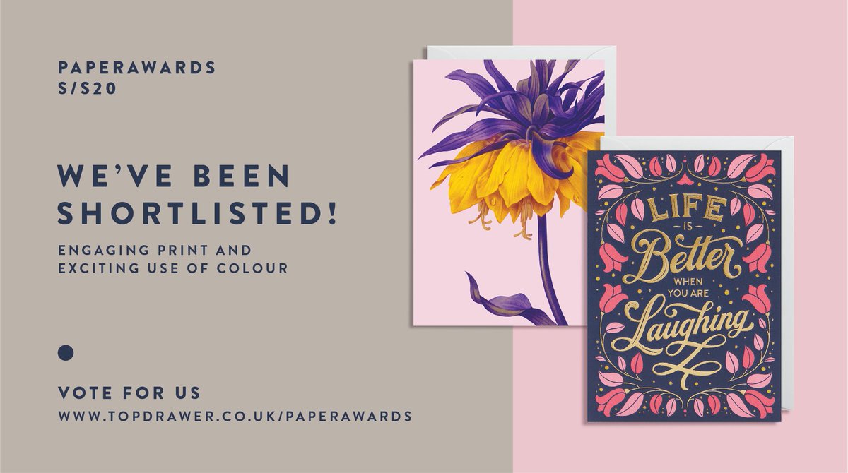 We're delighted to announce that we've been shortlisted in 2 categories for the PAPERAWARDS S/S 20!   Wish us luck🤞<a href="/TopDrawerLondon/">Top Drawer</a> <a href="/GFSmithpapers/">GF Smith</a>