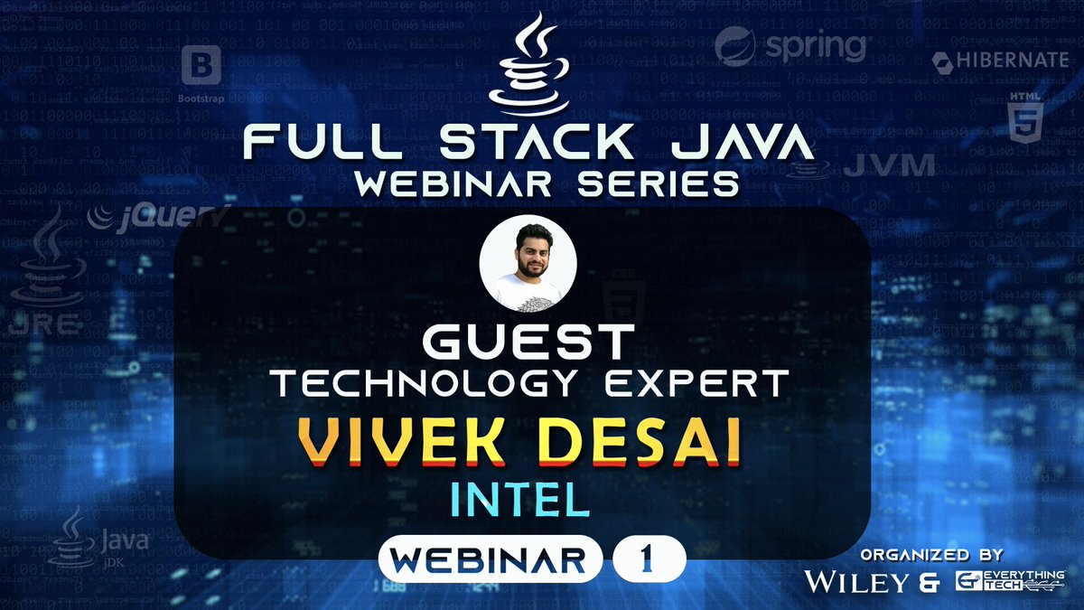 EverythingTechC's tweet photo. We welcome our Guest Technology Expert, Mr. Vivek Desai from Intel to talk about career in technology in our "Full Stack Development - Opportunities and Challenges" online Webinar with EverythingTech and @WileyIndiaPL
Date: 27th November 2019
San Fransisco: 8AM to 9AM

#fullstack https://t.co/sUtnI3VQaO