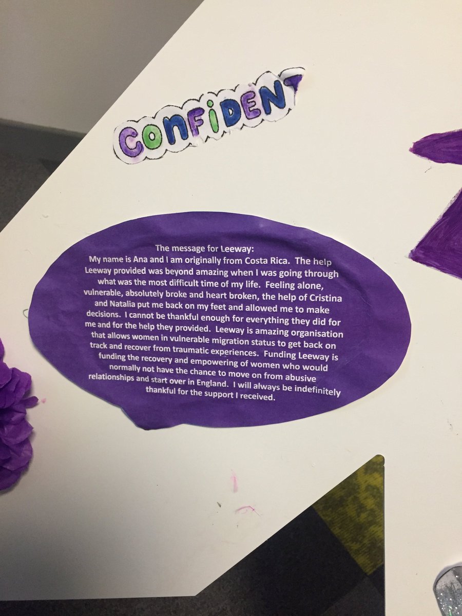 MandyCEO's tweet image. This ribbon was decorated by @LeewayDV Project SafetyNet+ service users and includes some of their experiences of their support. It is fantastic to read about the positive impact the service has had and highlights the excellent work of the project. #WhiteRibbon2019