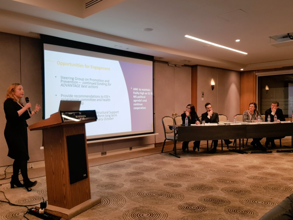 Final session in the Advantage JA conference:The way forward after ADVANTAGE JA. Speakers: Maria Pilar Aguar Fernandez, Head Unit - Health Innovations. DG Research &amp; Inovation; Tiago Cravo, OECD; Alexandra Latham, EuroHealthNet #advantage #Frailty #finalconference #aging