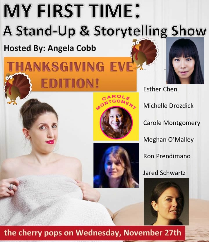 hybender's tweet image. Storytellers @NationalMom, @TheEstherChen_, @Drozphallic, @MegsOMalls, @thekidJared, and #RonPrendimano tell true comedic tales about losing their virginity hosted by @AngelaCobb 9:00 pm at #Queens' @QEDAstoria: "@MyFirstTimeShow" ($10) BestNewYorkComedy.com