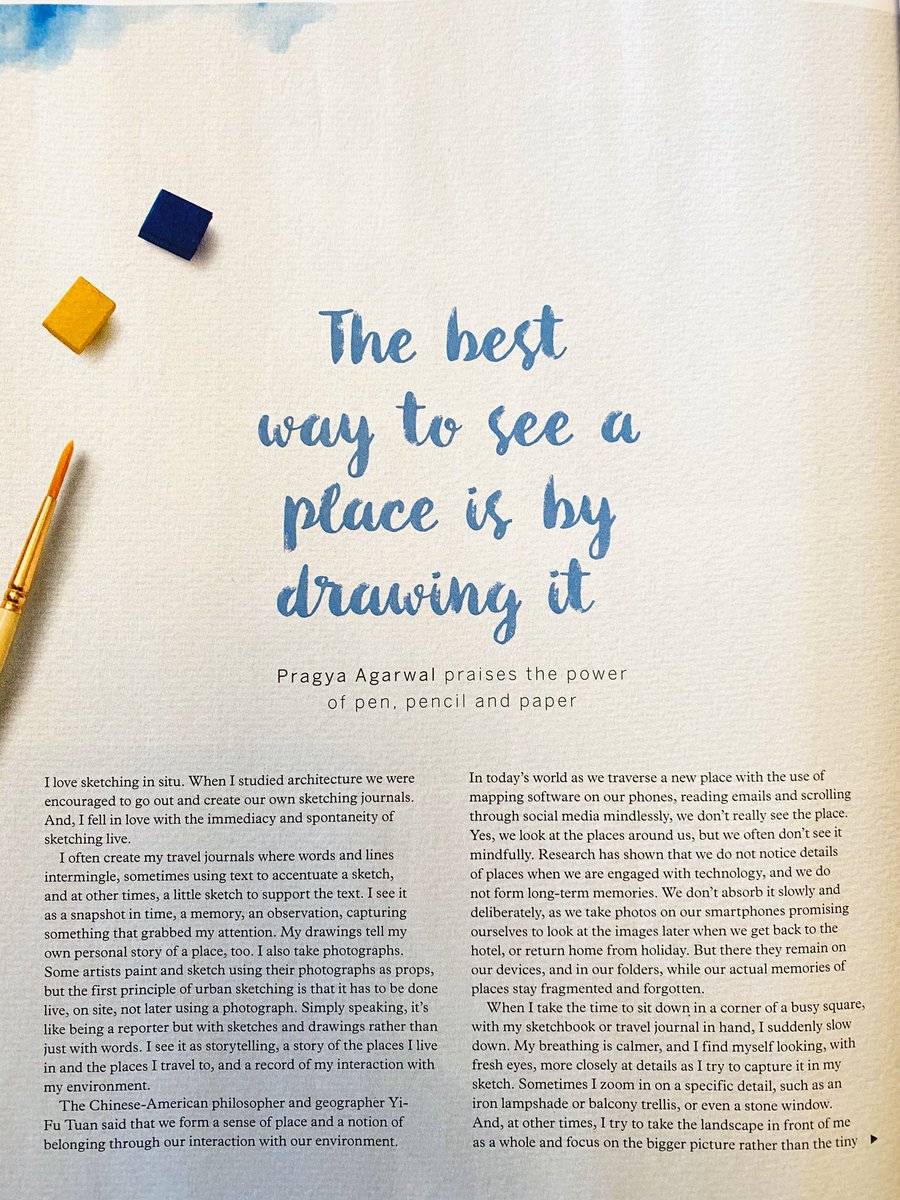 DrPragyaAgarwal's tweet image. My words and some of my sketches in @ProjectCalmMag ‘The best way to see a place is by drawing it’ 

#urbansketching