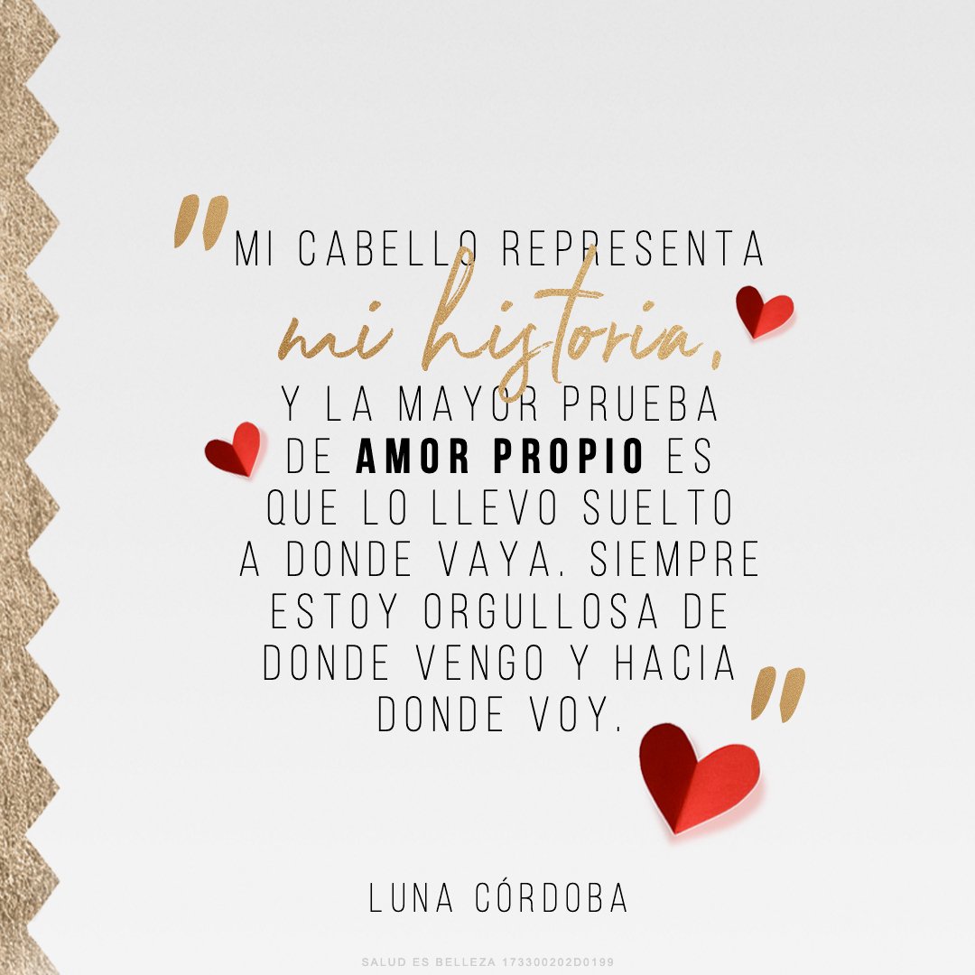 Para Luna, el amor propio es lo que le da fuerza para soltarse el cabello en cualquier situación. Tú también anímate a mostrar el tuyo.✨