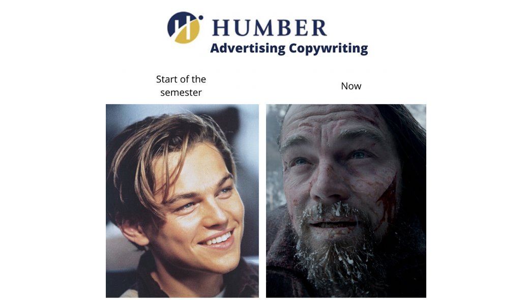 AdCopyStudents's tweet photo. And it's only Wednesday. #copywriting #adstudent https://t.co/b41FeIZaBJ
