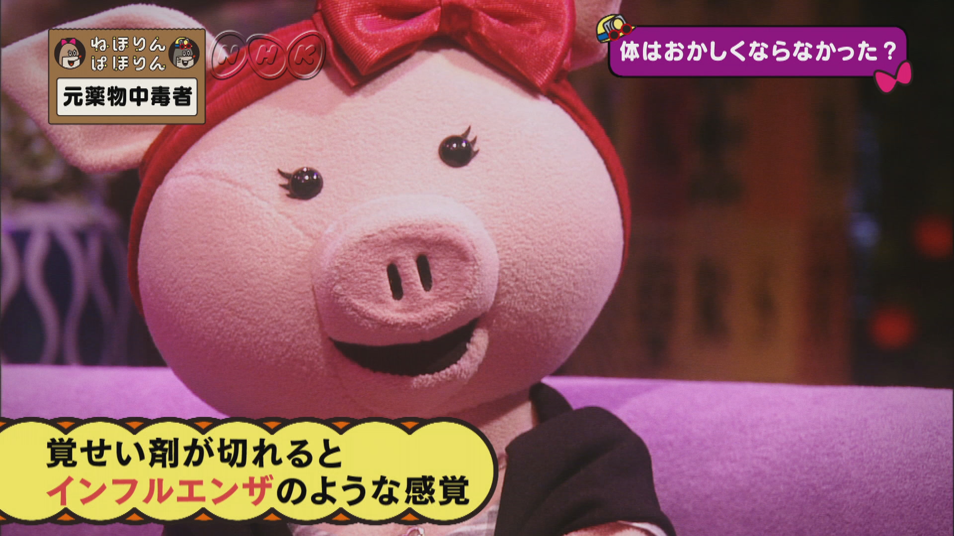 Nhk ねほりんぱほりん 元薬物中毒者 覚醒剤がきれた瞬間からはインフルエンザ の一番きつい時みたいな感覚なんですよ 高熱でフラフラして 布団から起き上がれない状態 で それが覚醒剤1回吸えばシャキってなったら もうそれやるしかないんですね