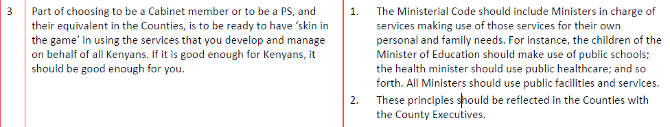 2/9I saw a proposal which says that senior government/county officials and their families have to be treated in public hospitals and take their children to public schools.  #BBIReport argues that this will push them to upgrade public health/education services