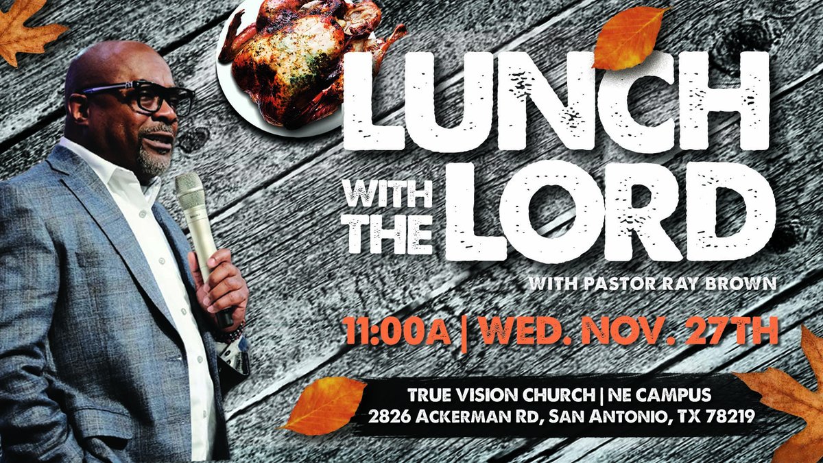 ResChurchSA's tweet photo. Join Pastor Brown today at True Vision Church for a special Lunch With The Lord! See you at 11:00am. ⁣
⁣
Address: 2826 Ackerman Rd. San Antonio, TX 78219⁣
⁣
#lunchwiththelord https://t.co/DWCpDNIYrj