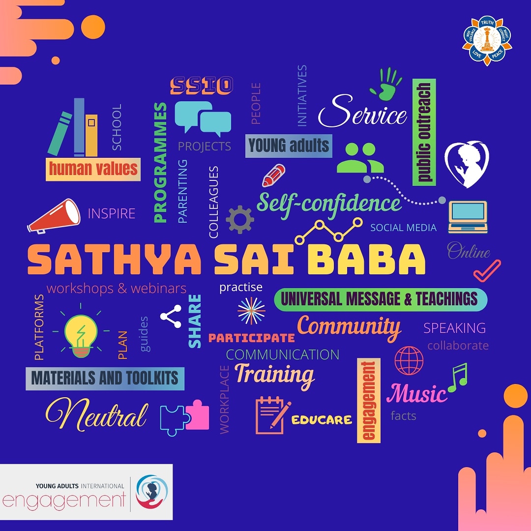 How can you confidently share Sathya Sai Baba's universal message and teachings?

Based on our survey, the words highlighted in the word map were the most used 

Reach us at YAIE@sathyasai.org and let us know how we can support you!

#SathyaSai #SaiYoungAdults #YAIE
