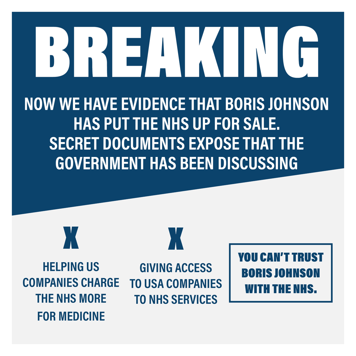 UKLabour's tweet image. Leaked documents show there have been two years of talks with the US about the NHS.

You can't trust the Tories with the NHS ⬇️