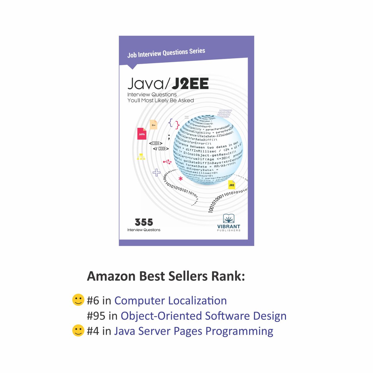 VibrantPub's tweet image. WE DID IT AGAIN!‘Java/J2EE Interview Questions You'll Most Likely Be Asked’ is now at #4 and #6 in the
#Amazon.comBestSellers in #Javaserver pages programming and #ComputerLocalization categories. Keep supporting. Click below if you didn’t get a copy yet.
bit.ly/2pYThgU