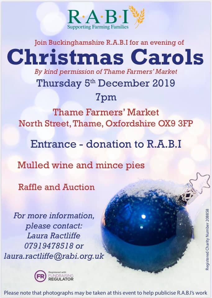 Up next, the first of our region’s Carols!
Thame Carols on Thursday 5th December at Thame Farmers’ Market.