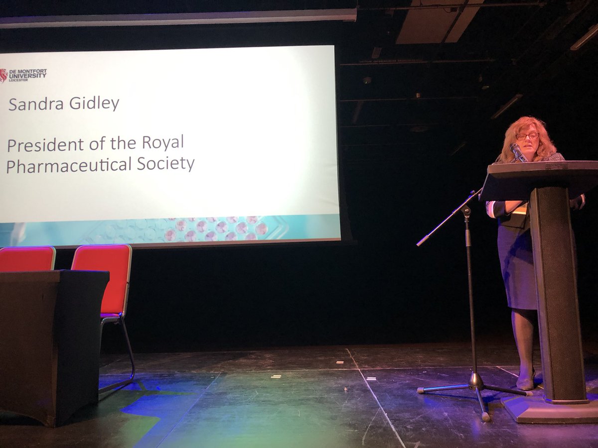 harpreetkchana's tweet photo. Listening to @SandraGidley giving the keynote at #dmu school of Pharmacy today - we can no longer have a hierarchy in our profession. We are ALL great pharmacists, regardless of where we work. #onepharmacy https://t.co/FzOJ9uDkUT