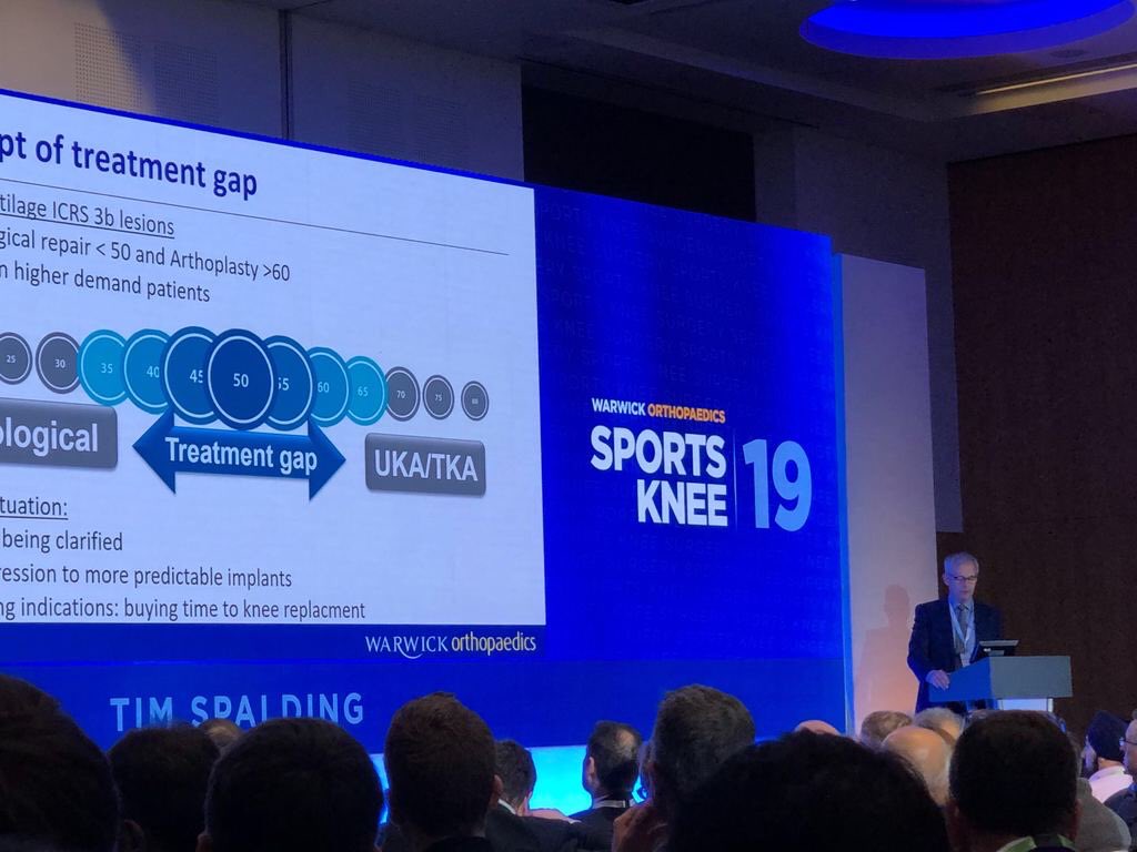 Mr <a href="/TimSpaldingKnee/">Tim Spalding</a> at the Sportsknee <a href="/WarwickOrtho/">Warwick Orthopaedics</a> meeting yesterday - talking about the #episealer implant technology for patients in the #treatmentgap.  #kneepain #resurfacing #orthopaedic #cartilage