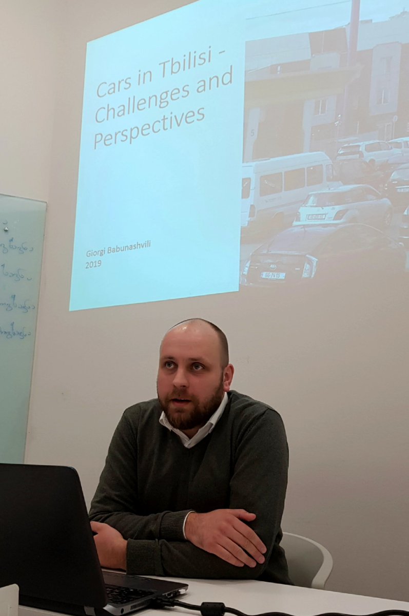 "Too many cars in Tbilisi", say people -- Giorgi Babunashvili at  @crrcgeorgia presenting his work in progress -- first (48%), third and fourth biggest local issue when  #Tbilisi residents were asked in Nov 2018.  #traffic  #urban
