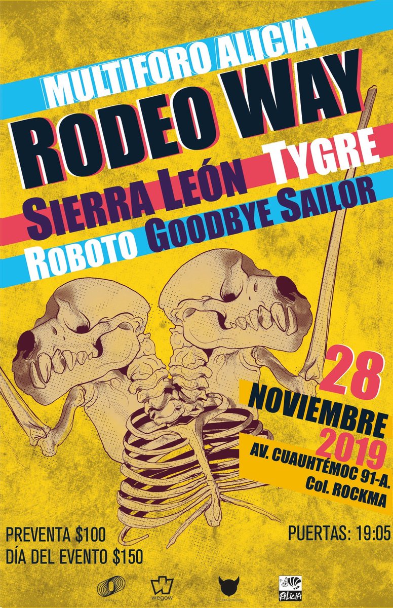 elrodeoway's tweet image. Mañana nos vemos en el @multiforoalicio con cuatro bandotas! @sierraleonmusic @GoodbyeSailor @Tygreconhuevos @robotomx_ 

Cáiganle!

Aún hay preventa: bit.ly/2q0Qcgo