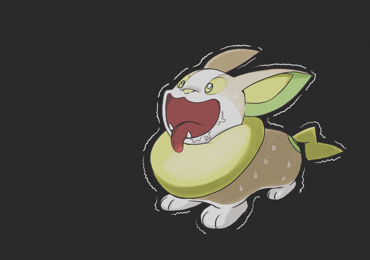 yamper tongue pokemon (creature) no humans solo open mouth trembling sweat  illustration images